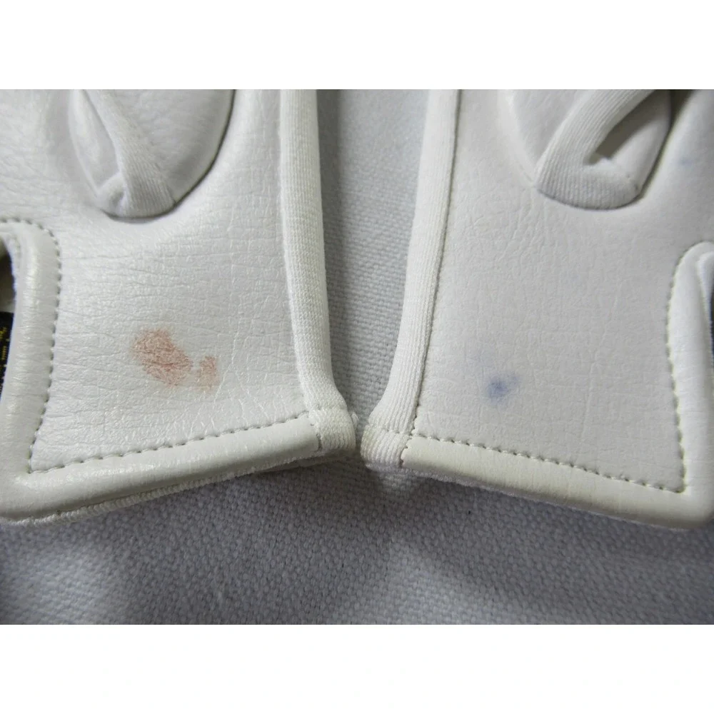 Vintage Ladies Driving Gloves White Vinyl Faux Leather